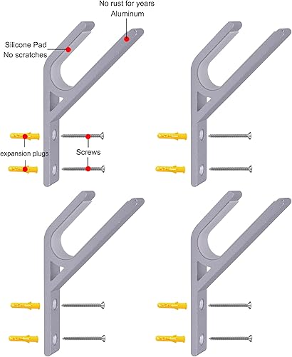 Vista 12 de YYST Soporte de pared para monopatín con ángulos de 45°, soporte de pared para adaptarse a tablas largas, monopatín, etc. Almohadilla de silicona