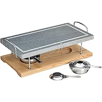 Artesà Hot Stone Grill Da Tavolo in Pietra per Bistecche, Frutti Di Mare E Verdure – Gourmet Grill 41,5 X 22 X 15 cm, Marmo, Legno