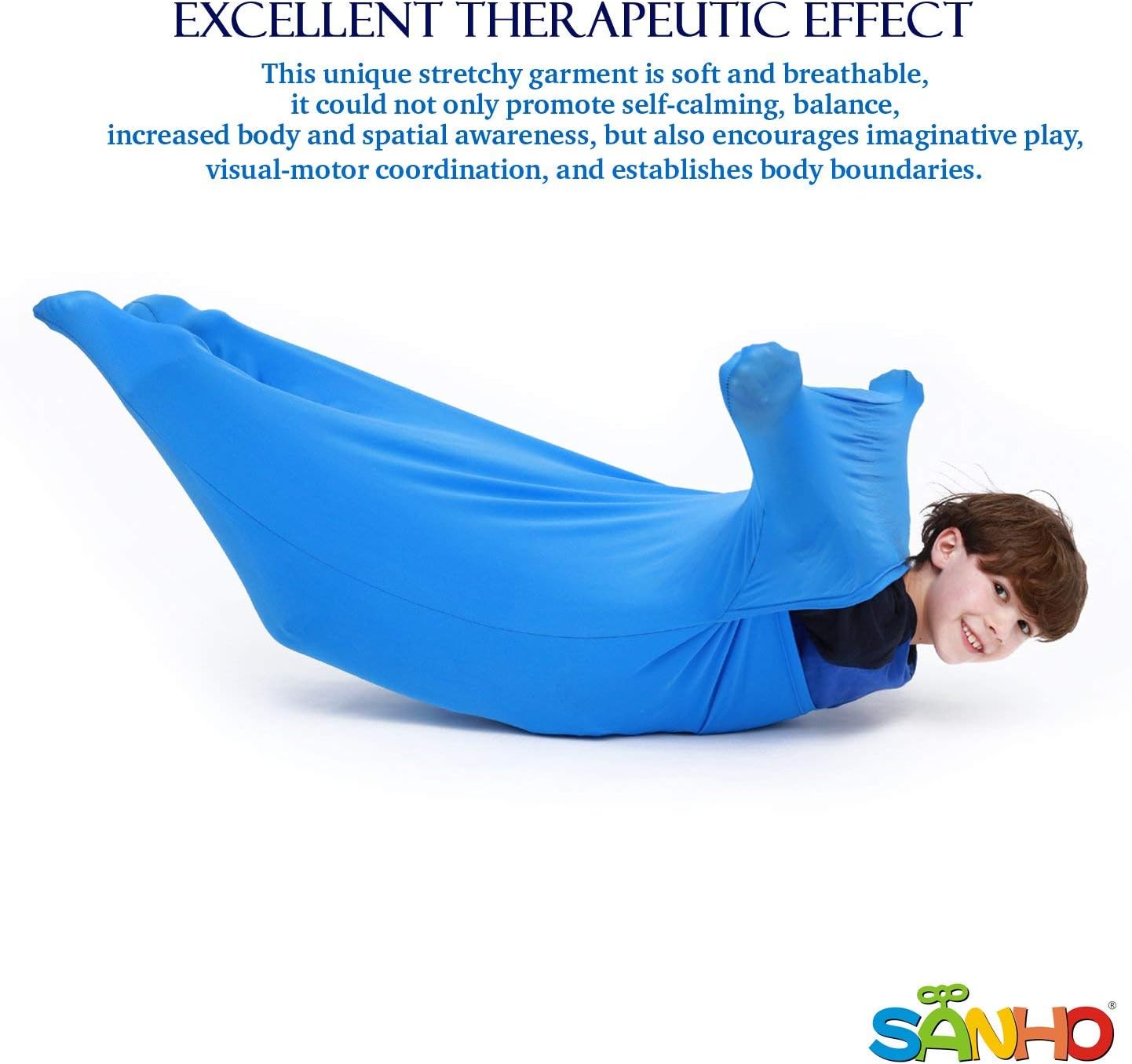 SANHO Premium Sensory Sock, Updated Version, Medium, 50" L x 24" W, Good for height:46"- 54" Blue - Image 3