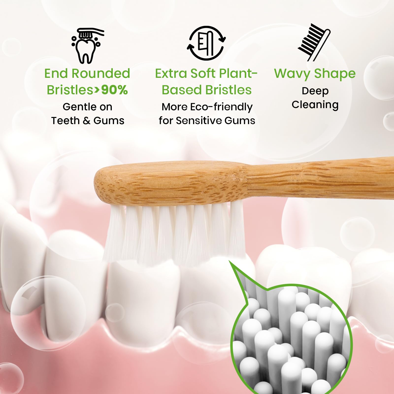 Cabezales de repuesto de cepillo de dientes eléctrico de bambú con cerdas a base de plantas, 8 unidades, compatibles con Philips Sonicare (cerdas onduladas extra suaves)