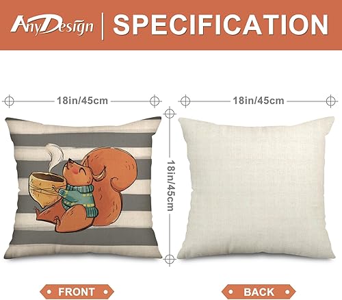 Miniatura 2 de AnyDesign - Fundas de almohada de otoño con diseño de calabaza, funda de cojín decorativa para cosecha, granja, Acción de Gracias, hogar, oficina,