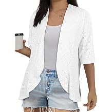 Eytino Plus Size Cardigan for Women Half Sleeve Netted Knit Ruffle Kimono Cover up Tops 2026 Spring Clothes1X-5X