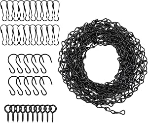 Fonyiunce Lot De 8 Chaînes à Suspendre 40 Cm Noires - Métal Avec Crochets Pour Mangeoires Et Lanternes