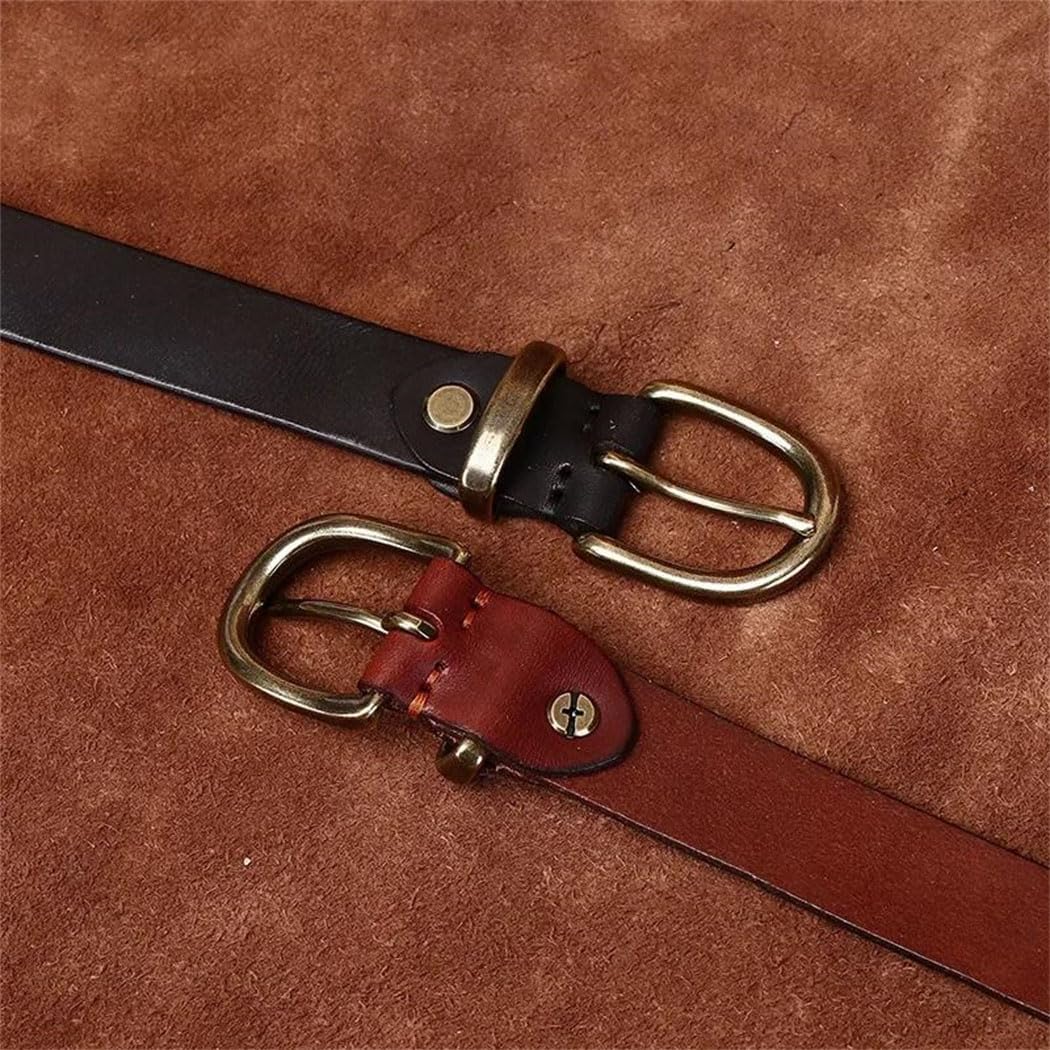 Women's Slim Leather Belt - 2.7 cm Solid Cowhide with Needle Buckle