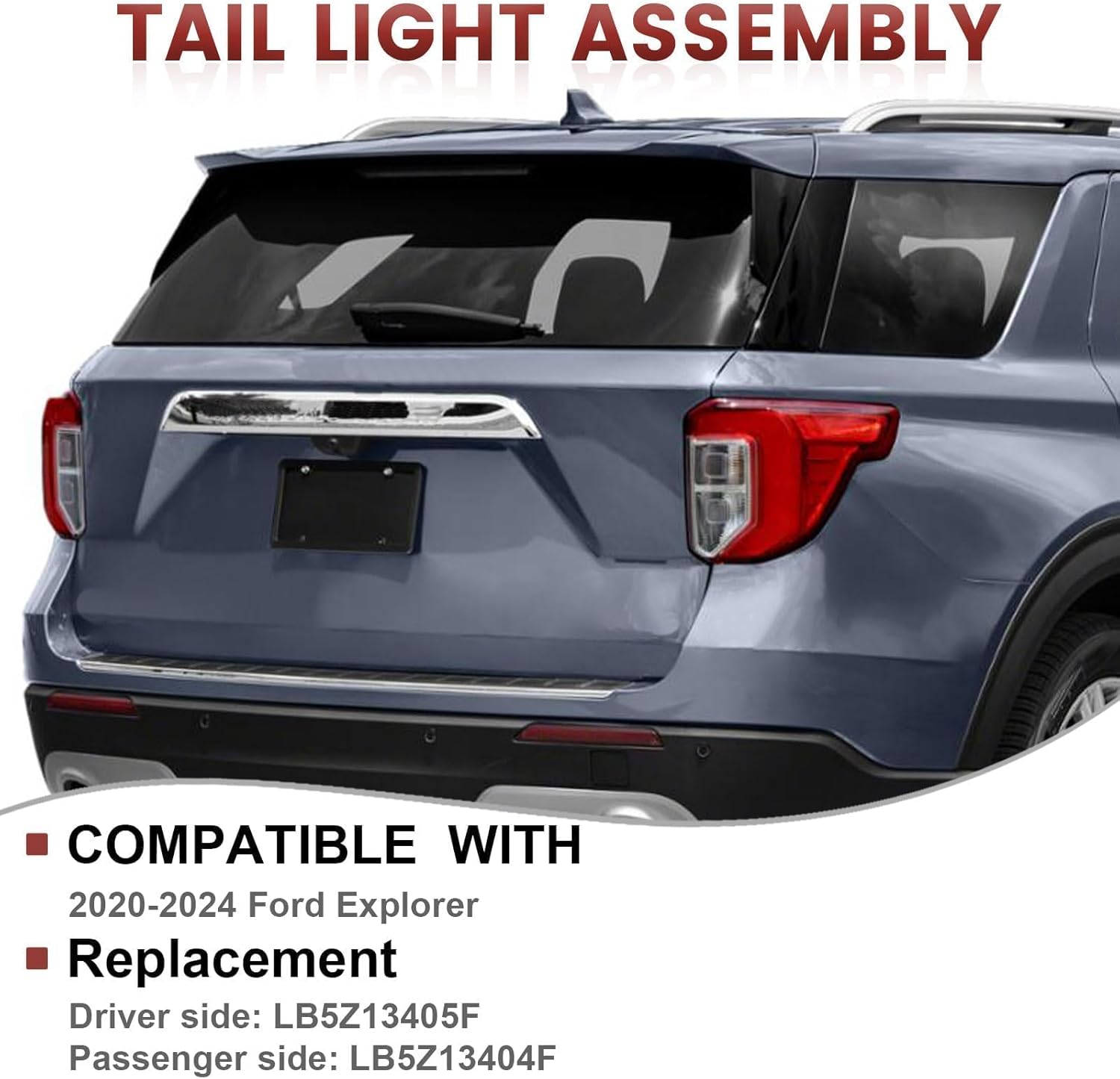 led tail lights assembly compatible with 2020-2023 ford explorer base xlt limited platinum,right passenger side rear light taillights replacement # lb5z13404f passenger side 2020-2023