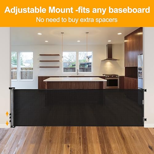 Miniatura 6 de Puerta retráctil para perros de 140 pulgadas, puertas extra anchas para perros, para grandes aberturas, puertas retráctiles para bebés, puerta extra