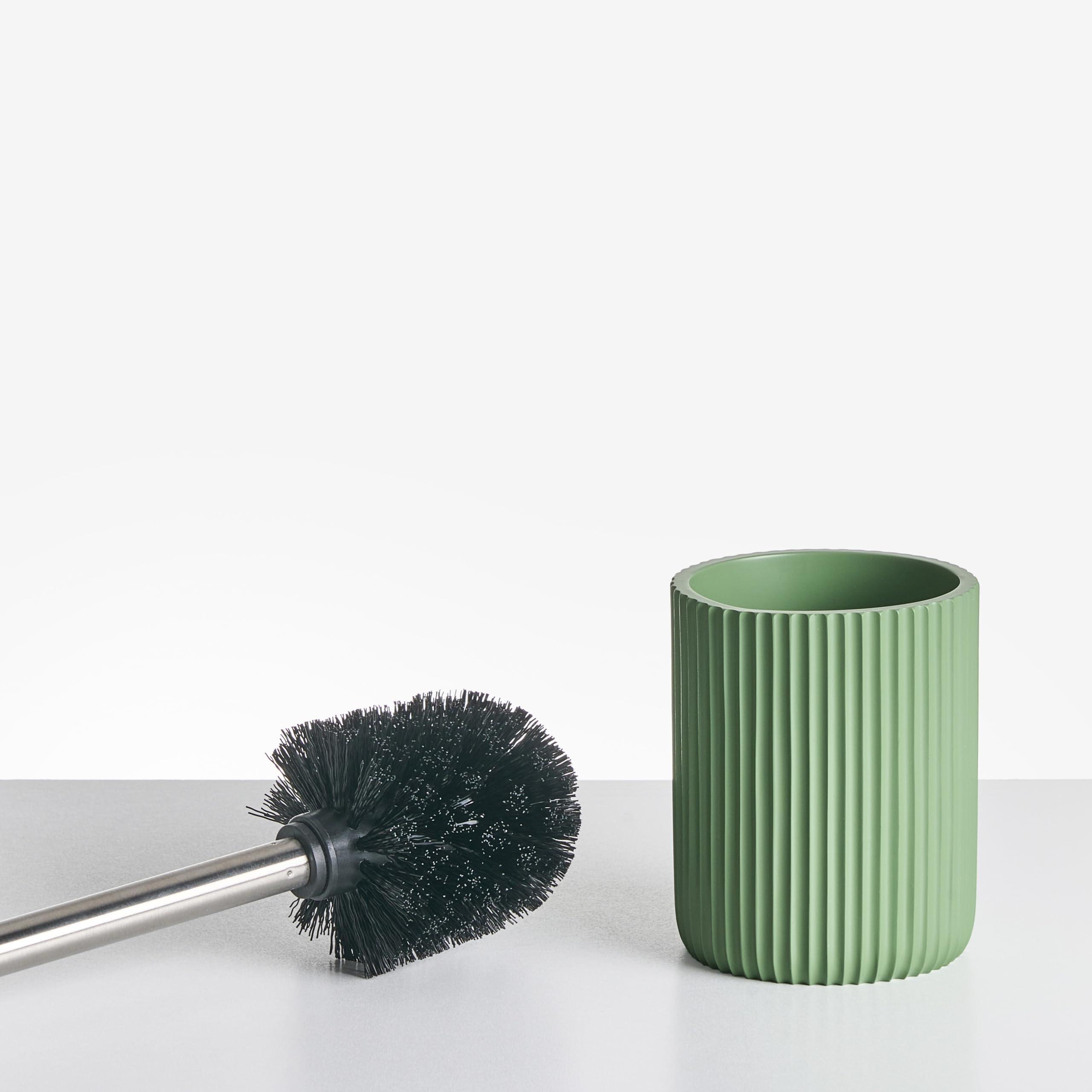Conjunto de 5 Accesorios de baño jabonera dispensador de jabón escobilla de Inodoro Vaso Soporte para cepillos de Dientes Verde Camana
