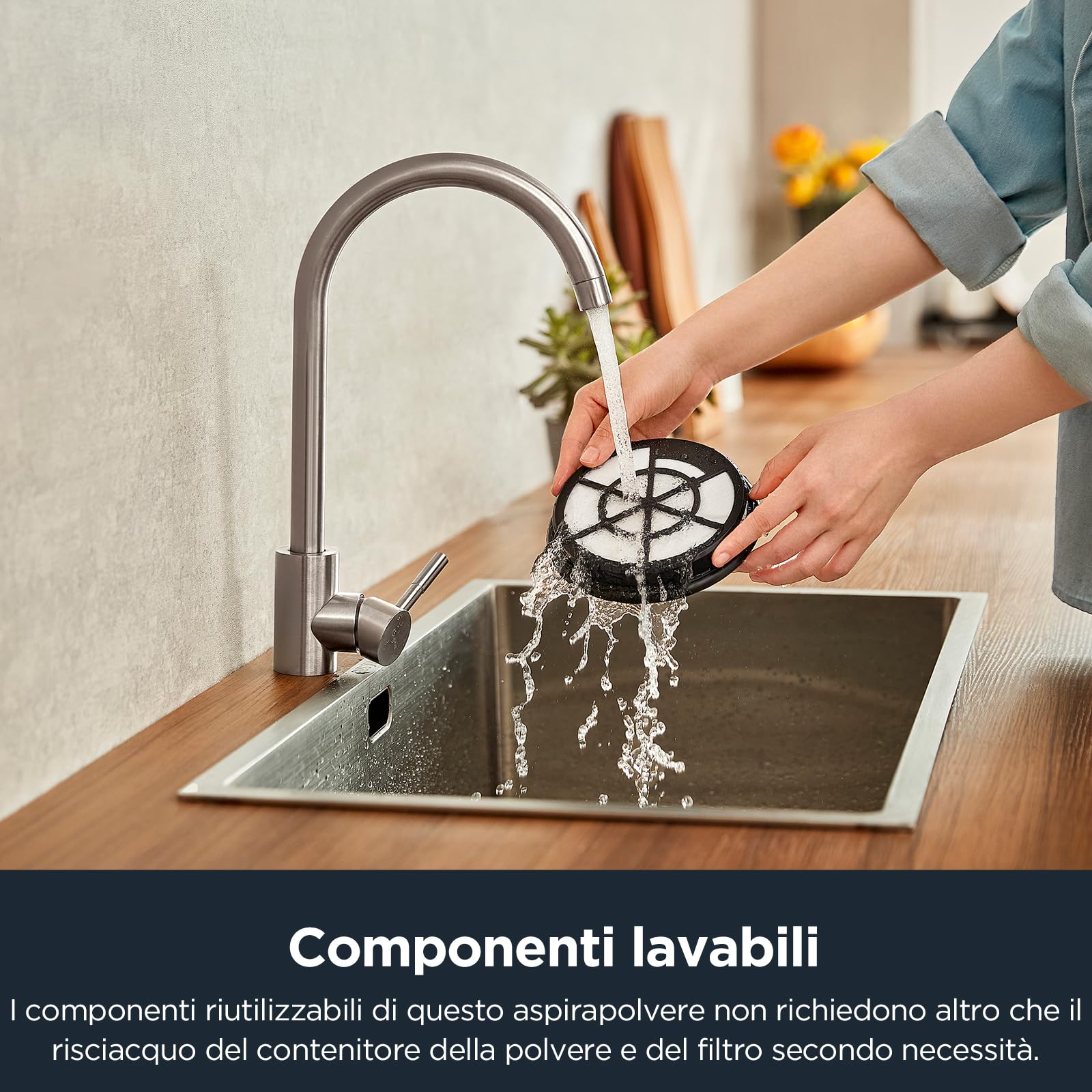 Eureka WhirlWind Aspirapolvere senza sacco, aspirapolvere a traino, aspirapolvere potente silenzioso con cavo per tappeti, pavimenti, pelo animale e polvere, 700W, 1,5L, blu