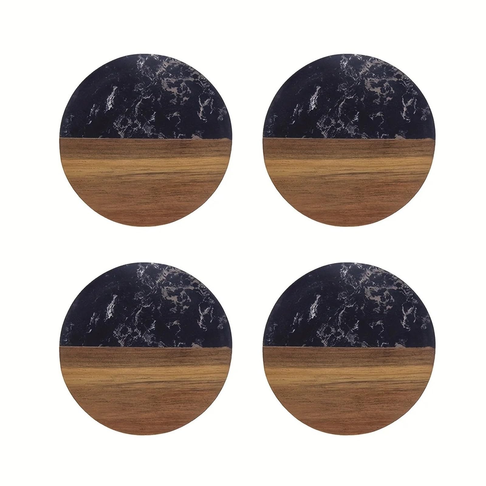 Wooden Round Coasters 4 Pack Marble Wood Spliced Coasters