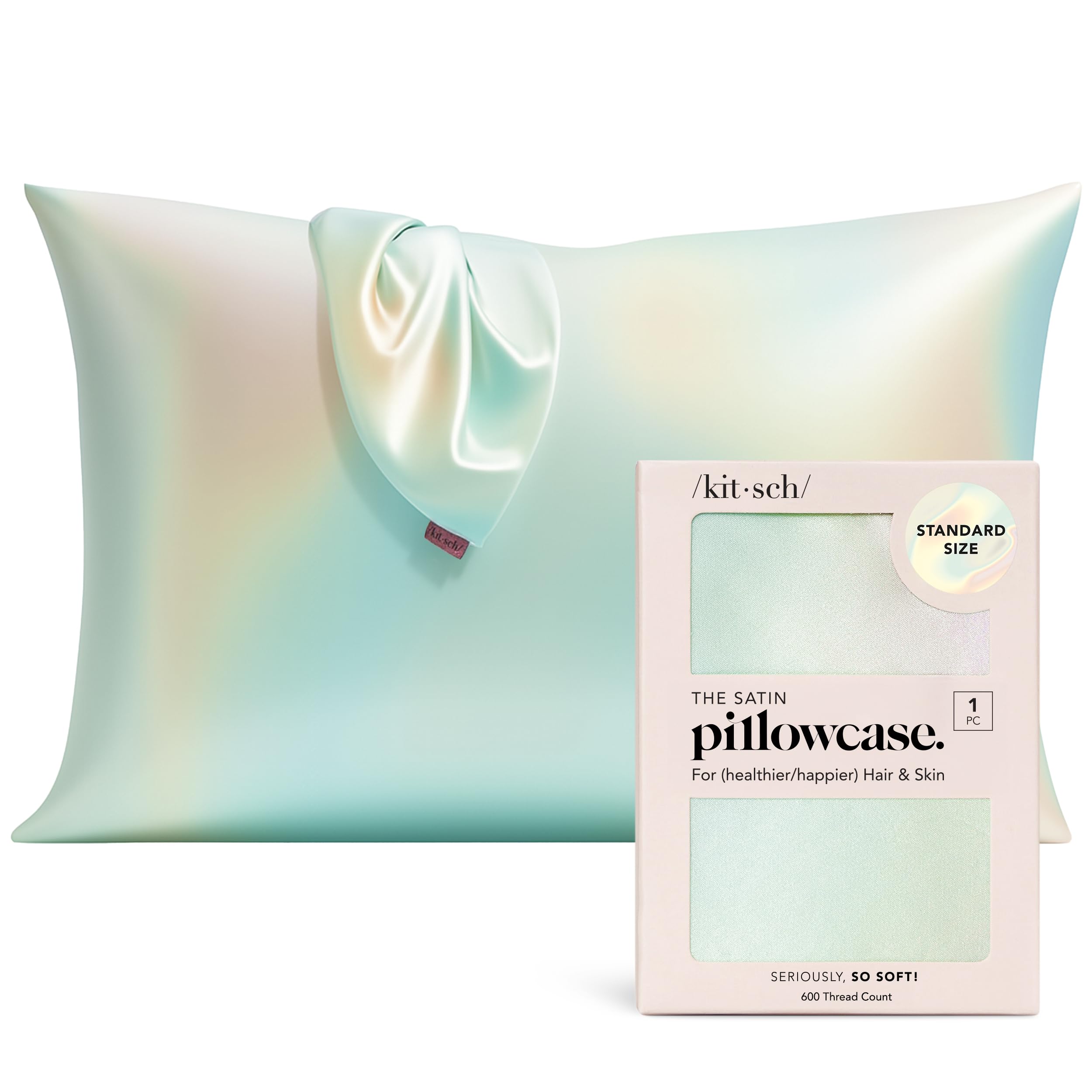 Kitsch Satin Pillowcase with Zipper for Hair & Skin, Softer Than Silk Pillow Cases Queen, Wrinkle-Free, Smooth and Cooling Satin Pillow Covers, Standard Size 19"x26" - AuraOEKO-TEX STANDARD 100