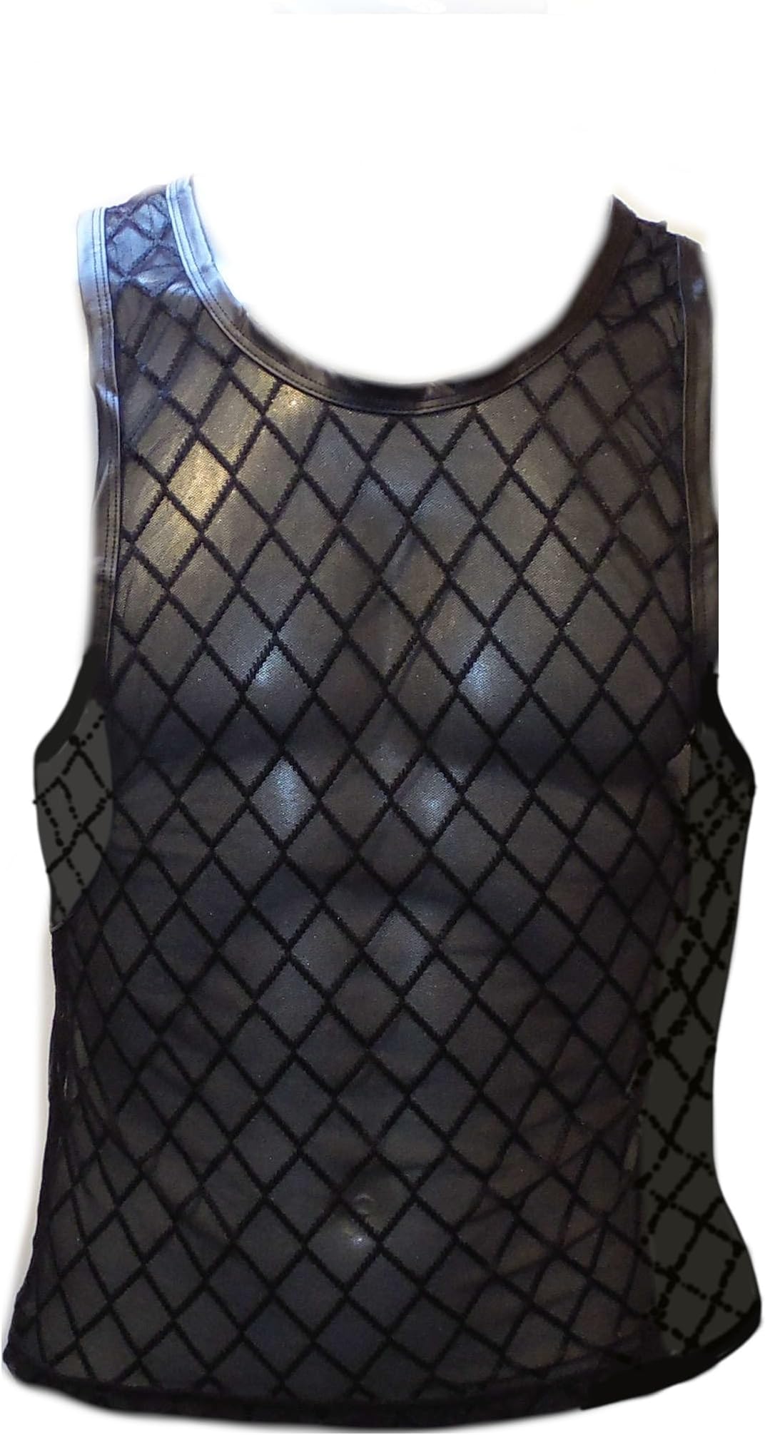 Men Mesh Plaid Transparent Tank Tops Undershirts for Fun Party Vest Size: XL