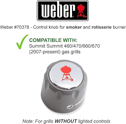 Miniatura 3 de Weber Summit Series - Perilla de control de gas infrarroja para parrilla de gas, quemador rojo infrarrojo 70378 1-78 pulgadas