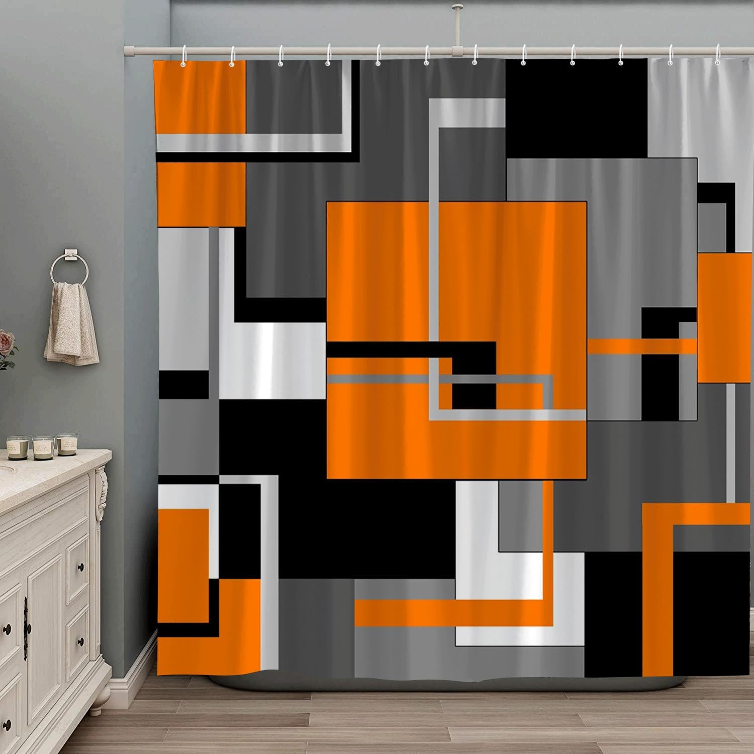 ZZYSKS Orange Shower Curtain Black White Gray Geometric