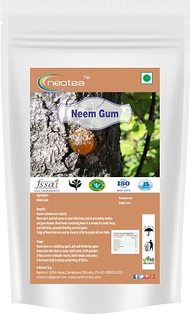 Neotea Natural Neem Gum 200GM 7.05 OZ | Edible Herbal Resin | Raw & Natural | Cooling Summer Ingredient for Drinks & Wellness