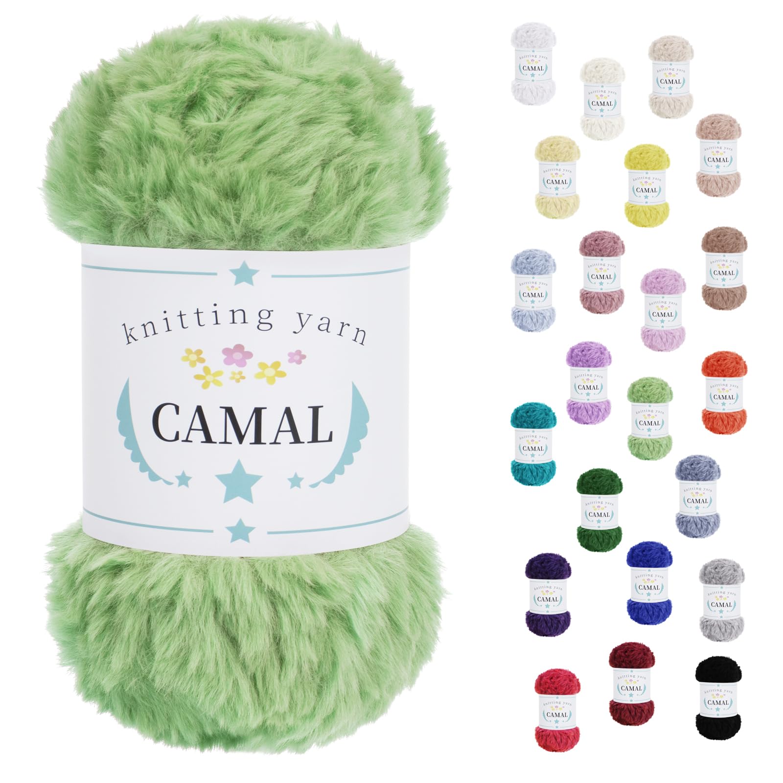 Ovillo de lana de terciopelo verde Camal de tacto premium para chales finos