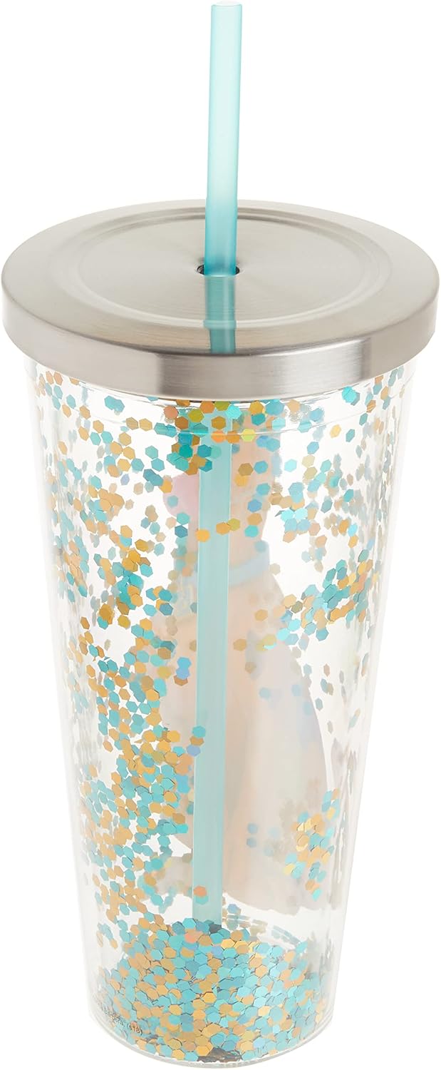 Spoontiques - Glitter Filled Acrylic Tumbler - Glitter Cup with Straw - 20 oz - Stainless Steel Locking Lid with Straw - Double Wall Insulated - BPA Free - Scooby Doo