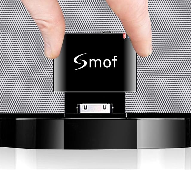 Smof 30 Pin Bluetooth Adapter for Sounddock/iPod/Phone/JBL/Car, Sounddock Bluetooth 3.5 mm AUX Output Female 30 Pin to Bluetooth Adapter