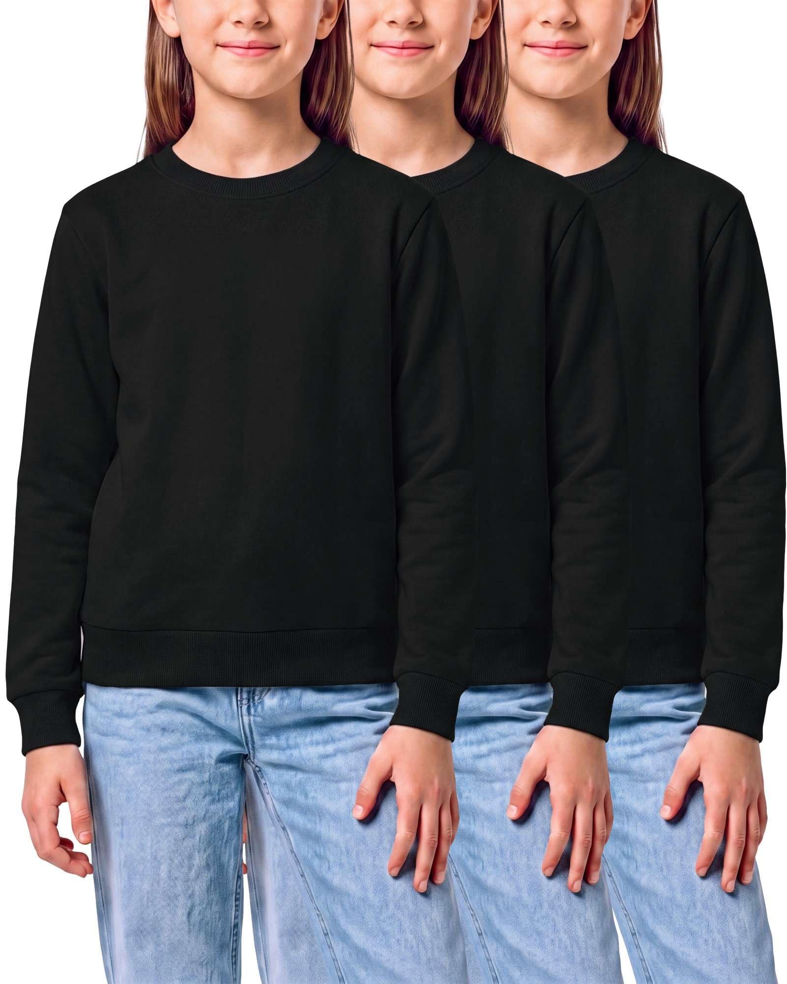3 Pack Girls' Fleece Crewneck Sweatshirts Sweaters Kids Teens Pullover Tops