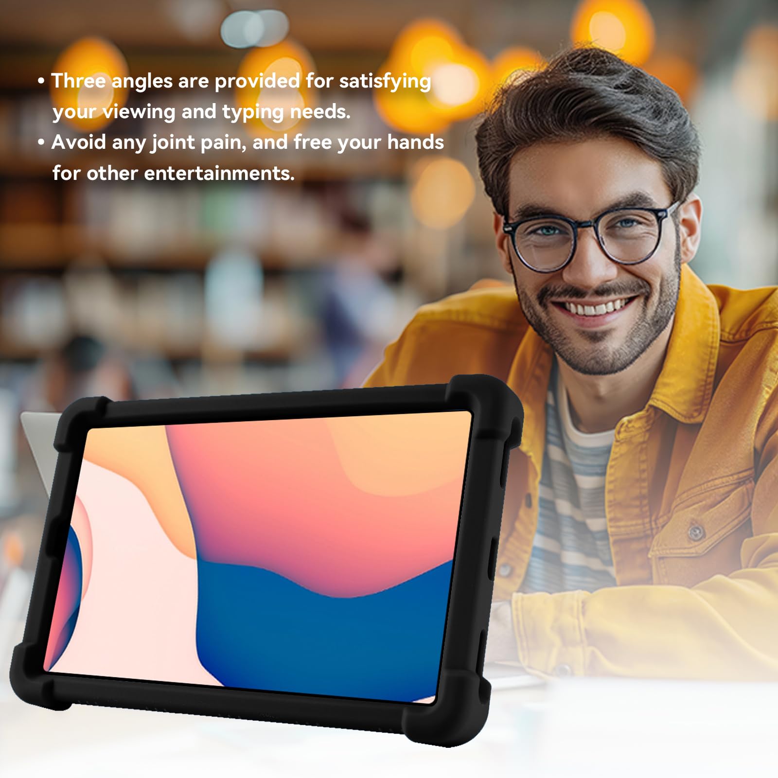ONN - Funda para tablet infantil Gen 4 de 8 pulgadas, funda de silicona suave a prueba de golpes con soporte para tablet ONN Surf de 8 pulgadas de 4ª generación para niños (modelo: 100135923) (negro)