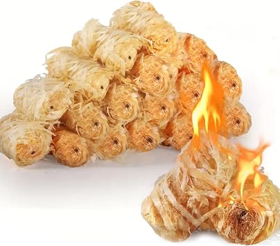 10 Pcs Natural Wood & Wax Fire Starters for Fire Pit, Grill, Chimney & More - Odorless, Long-lasting, Weatherproof