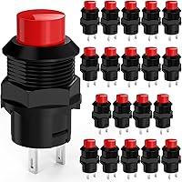 Vista 1 de 20 unids SPST tipo de bloqueo interruptor de botón apagado/encendido AC 250V/1.5A 125V/3A tapa roja