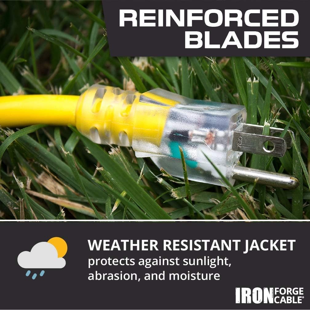 Onе-Dау Sаlе: Uр tо 50% оƒƒ Iron Forge Cable 75 Foot Lighted Outdoor Extension Cord - 10/3 SJTW Yellow 10 Gauge Extension Cable with 3 Prong Grounded Plug for Safety, 15 AMP - Great for Garden and Major Appliances Wееklу Tор Sаlе Iron Forge Cable 75 Foot Lighted Outdoor Extension Cord - 10/3 SJTW Yellow 10 Gauge Extension Cable with 3 Prong Grounded Plug for Safety, 15 AMP - Great for Garden and Major Appliances