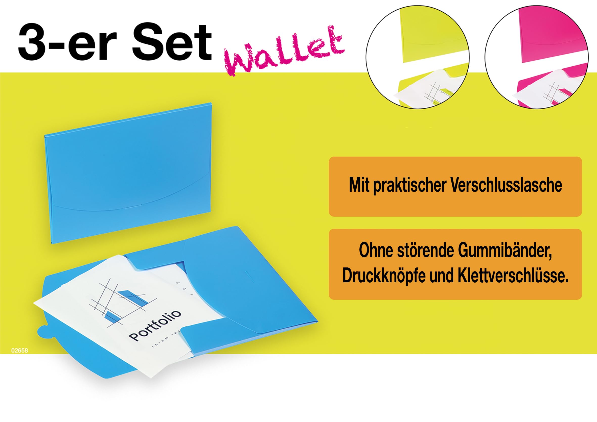 PAGNA 21010-00 Set of Document Wallets Polypropylene Assorted Pack of 3, Assorted colours - Image 3