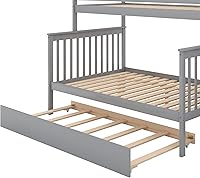 Vista 5 de Polibi Litera de escalera individual sobre matrimonial con nido, escalera de almacenamiento y barandilla de longitud completa, litera
