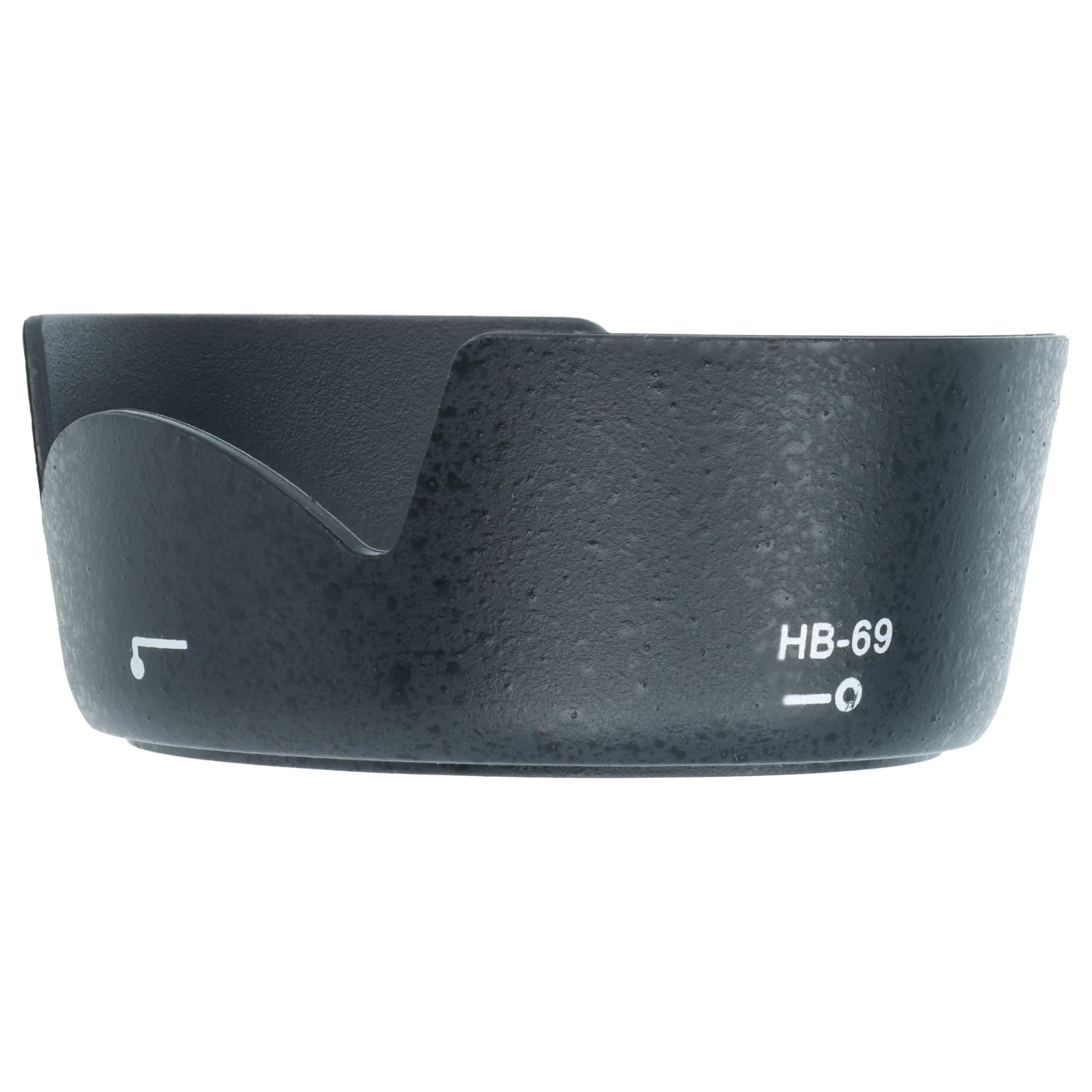 vhbw Paraluce compatibile con Nikon Nikkor AF-S DX 18-55mm f/3.5-5.6G VR II 52 mm obiettivo nero, plastica, tulipano, 7,8 cm - Sostituisce HB-69