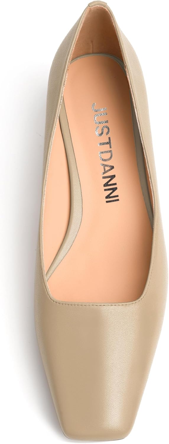 JUSTDANNI Womens Slip On Dress Stylish Wedding Square Toe Matte Block Low Heel Pumps Shoes 1.5 Inch - Image 3