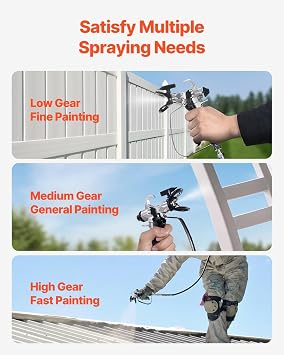 VEVOR 750W Stand Airless Paint Sprayer, 3000PSI High Efficiency Electric Airless Sprayer with Cart, Paint Sprayers for Home Interior and Exterior Furniture and Fences, Fine and Even Painting Effect
