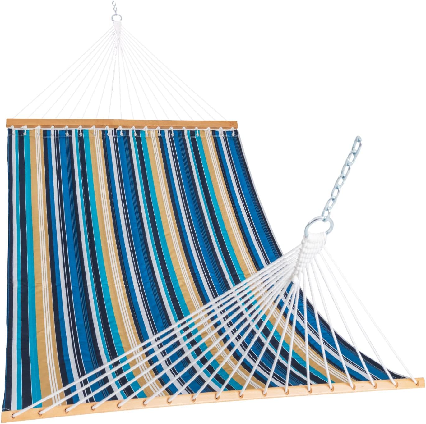 Lazy Daze Hammocks 12FT Quilted Fabric Hammock with Pillow, Double 2 Person Hammock with Spreader Bar for Outdoor Outside Patio Garden Yard Pool Beach QFH001