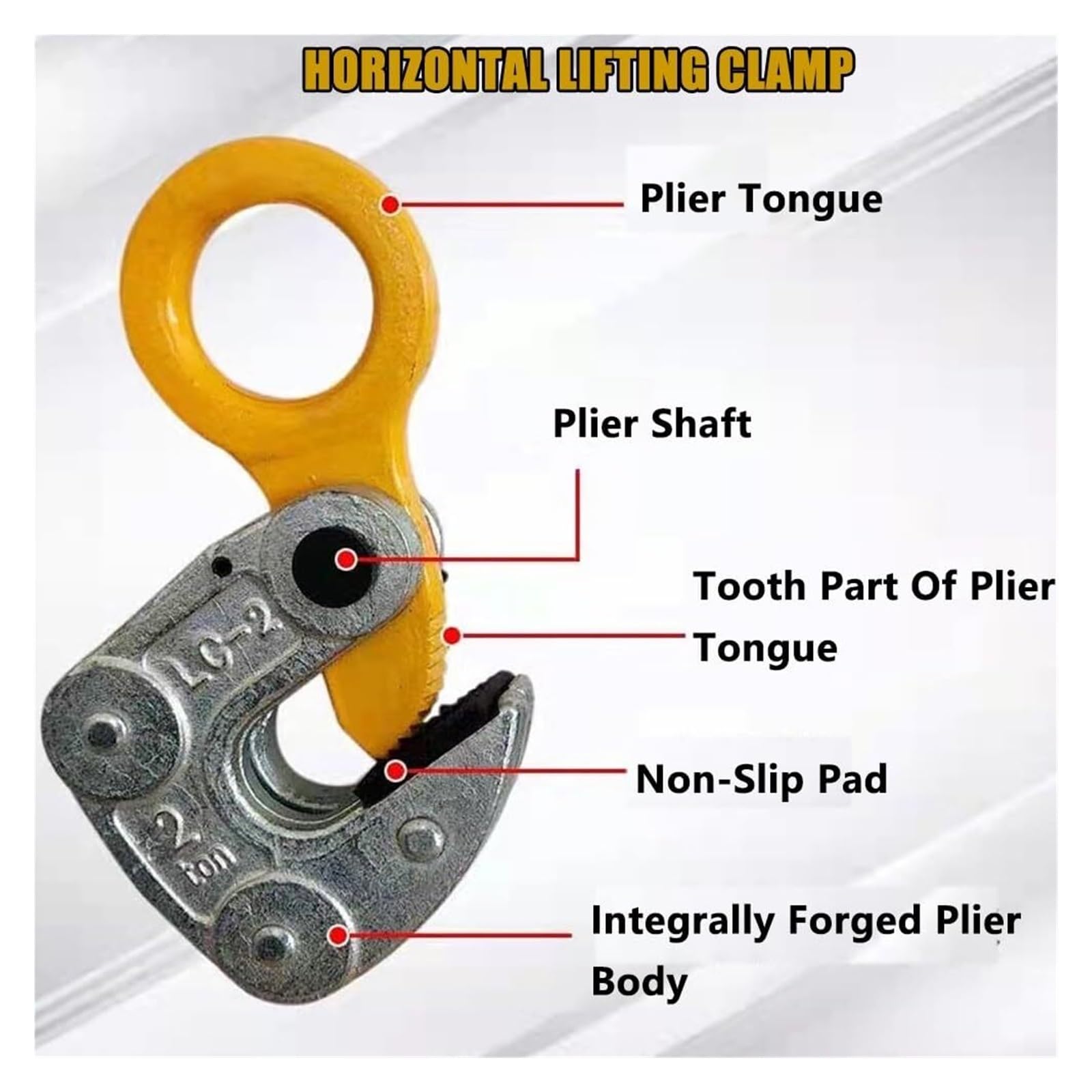 Pinza for sollevamento piastre orizzontale industriale con anello morsetto | Attrezzatura for pinze for piastre for carichi pesanti, for il sollevamento e l'edilizia