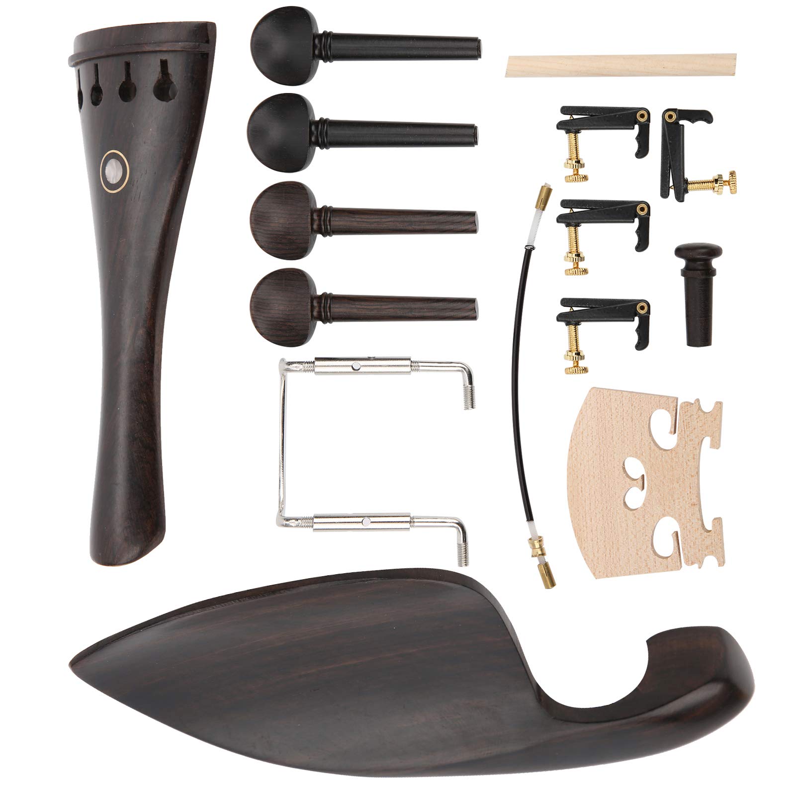 4/4 Violino Cordiera Piolo, Mentoniera Violino Durevole con Pioli di Sintonia in Ebano Sintonizzatori per Puntale Ponte Ponte Soundpost Kit Accessori per Violino