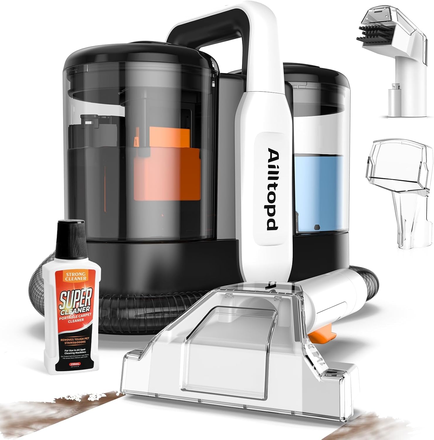 Upholstery Cleaner Machine 15Kpa Portable Carpet Upholstery Spot Cleaner Machine Deep Stain Cleaning for Carpet Pets Stairs Car