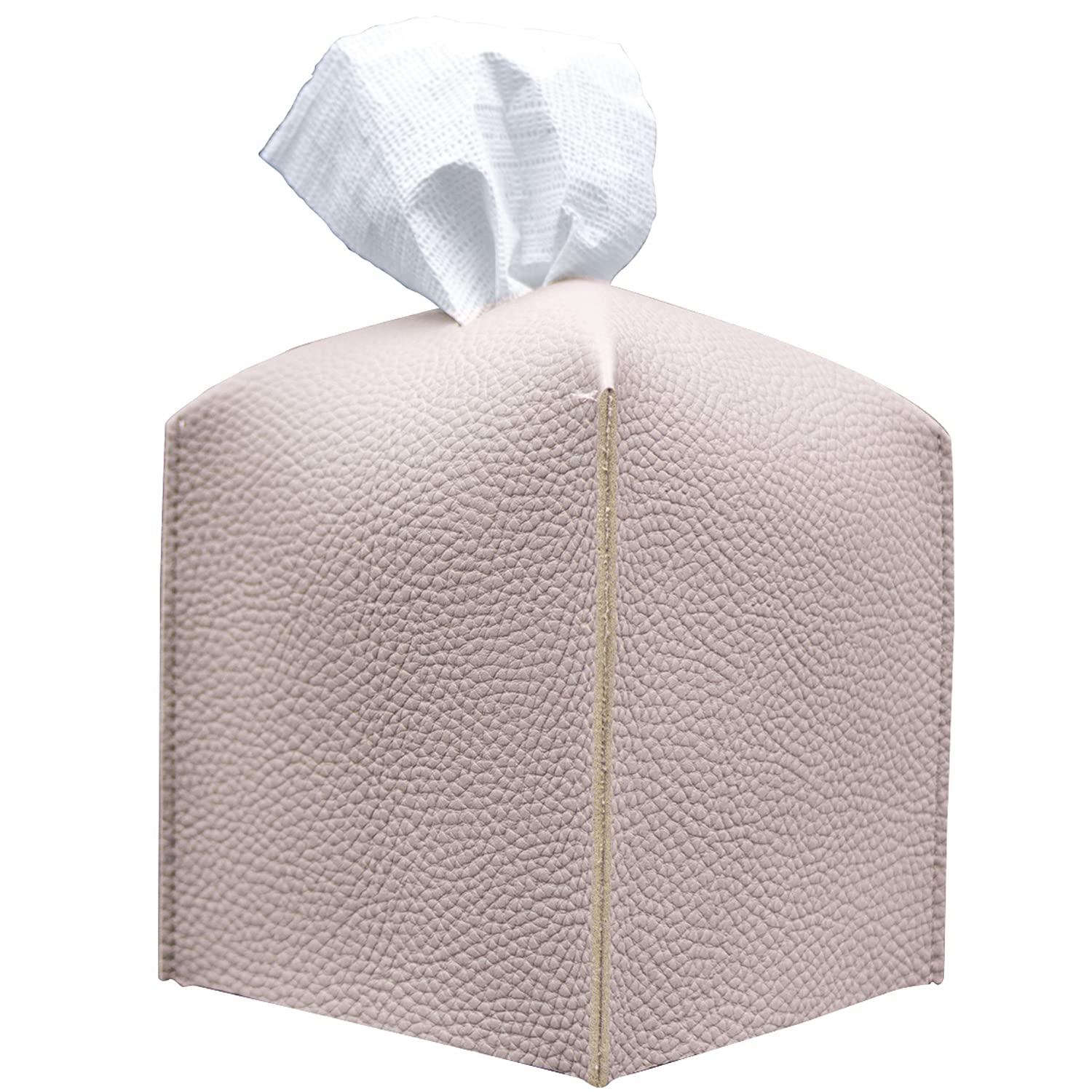Carrotez Tissue Box Cover, [Refined] Modern PU Leather Square Tissue Box Holder - Decorative Holder/Organizer for Bathroom Vanity Countertop, Night Stands, Office Desk & Car 5"X5"X5" - Lavender