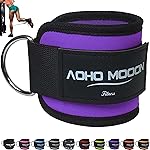 AOHO MOOON (Pair) Comfortable Adjustable Ankle Straps for Cable Machines Women, Gym Workout Leg Strap, Ankle Cuffs for Glute Workouts, Foot Straps for Kickback (Single, Purple)