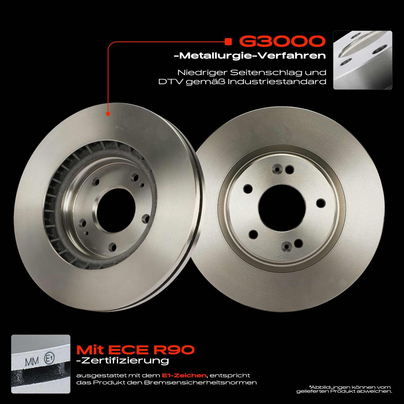 Frankberg Zestaw tarcz hamulcowych wraz z 2 x tarczami hamulcowymi przednimi wentylowanymi Ø 305 mm kompatybilne z Tucson TL TLE Kona OS OSE OSI Sportage QL QLE Replace# 51712C1000,51712J9100