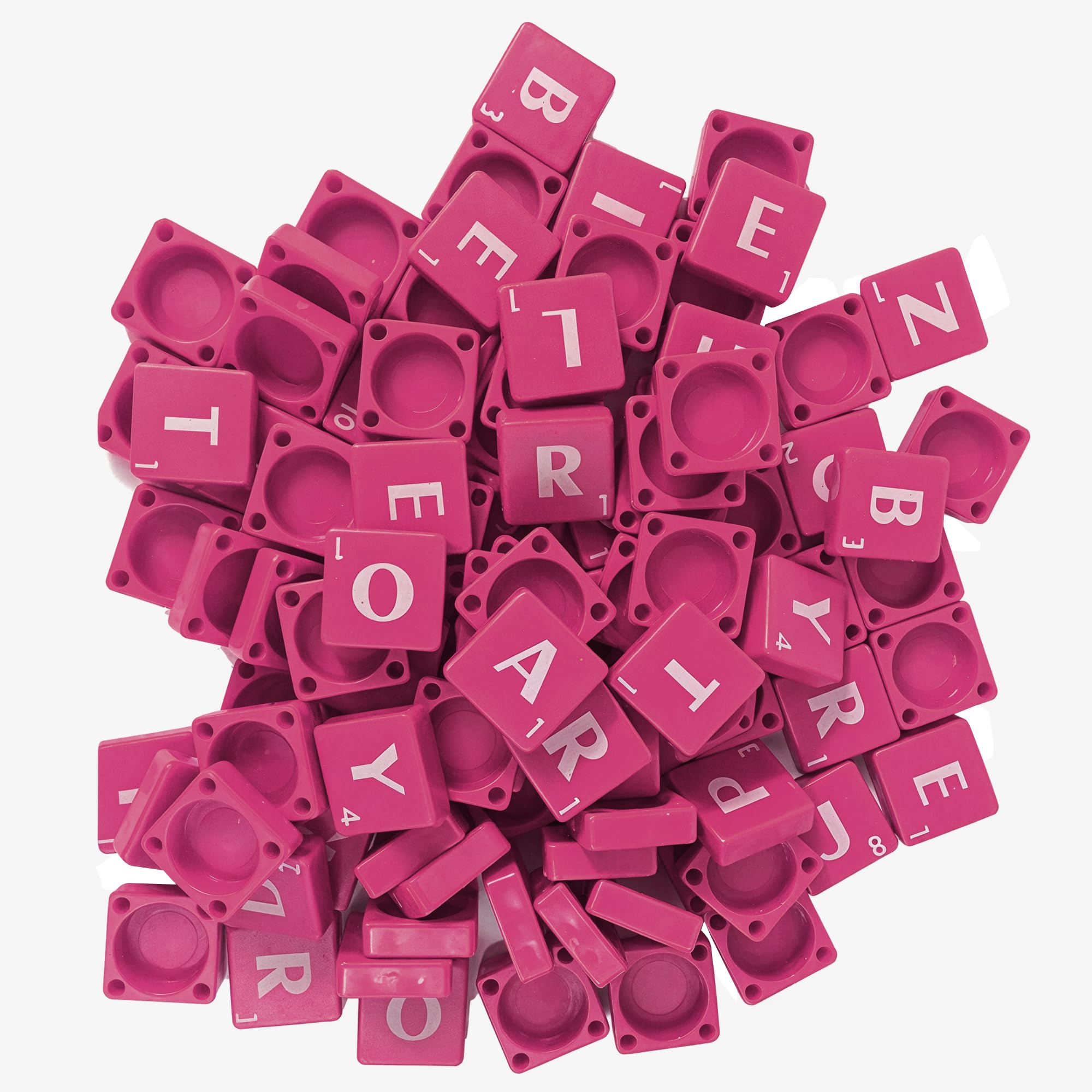 WedDecor Plastica Alfabeto Piastrelle con Lettere e Numeri per Gioco da Tavolo, Ciondolo, Arte e Mestiere, Fai da Te Progetti, Puzzle, Moda Accessorio, Casa Décor - Rosa, 100