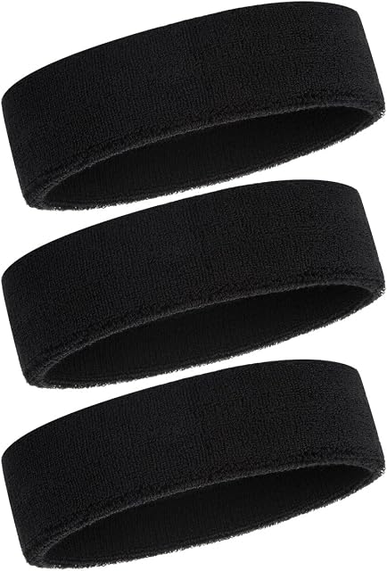 ONUPGO Sweatband Headband for Men & Women - 3/6/12 PCS Sports Headbands Moisture Wicking Athletic Cotton Terry Cloth Sweatband Sweat Absorbing Head Band