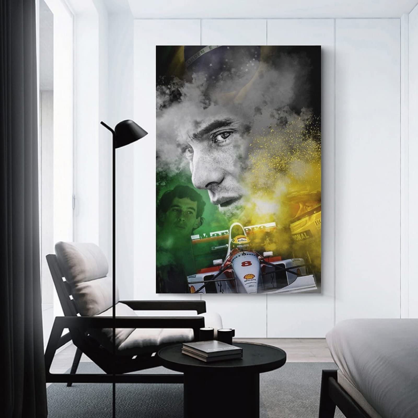 Ayrton Senna - Poster estetico con pilota automobilistico, stampa artistica su tela, adatto per camera da letto, soggiorno, ufficio, decorazione, 50 x 75 cm