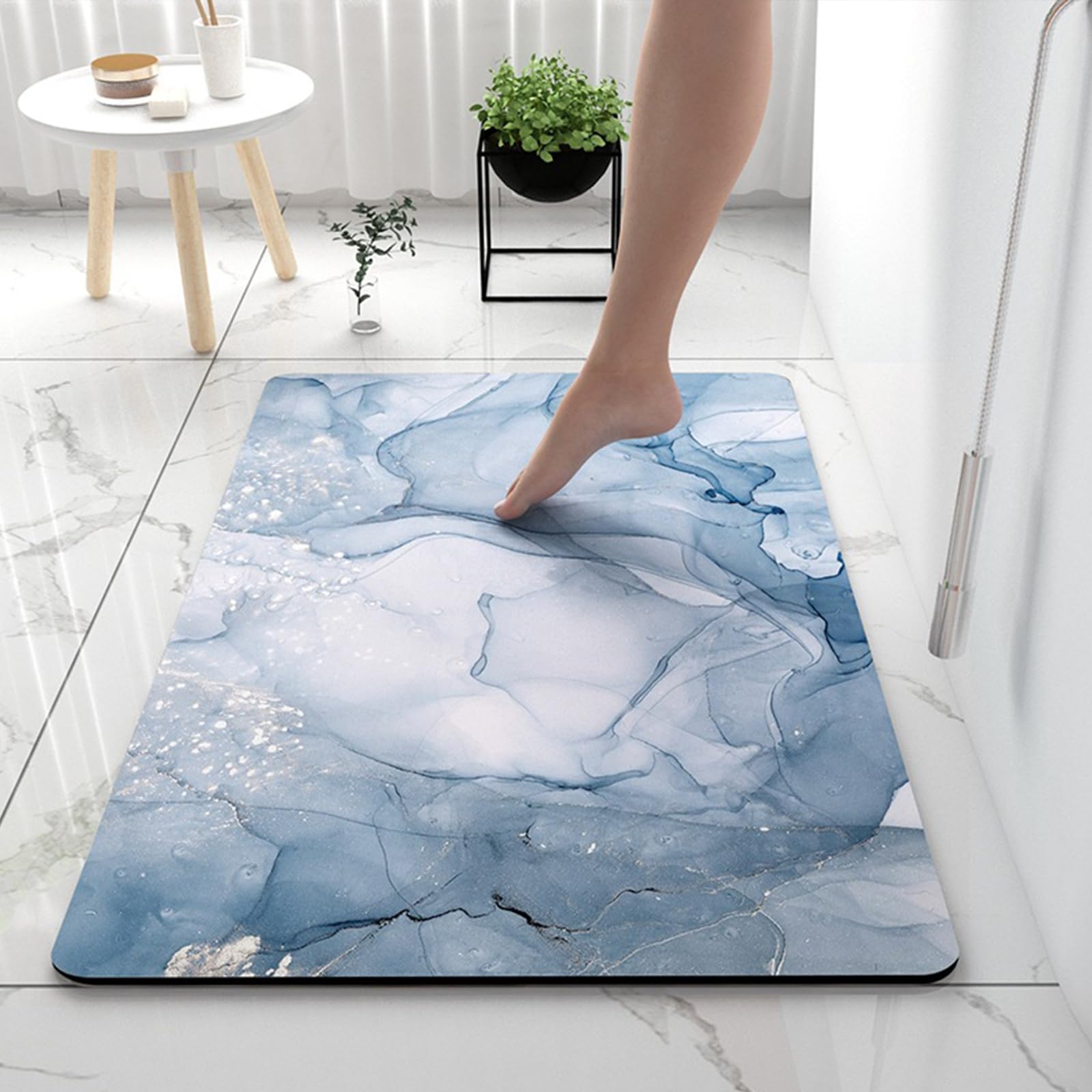 Ergocar Tappeti Bagno Super Assorbenti, Tappetino Antiscivolo, Resistente All'usura Morbido Tappetino da Bagno, Oceano Blu, 60*90cm