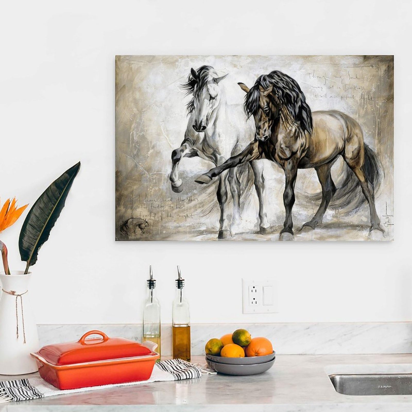 Zckjnoi Decorazione Parete A Forma Di Cavallo In Metallo Nero: Quadro Su Tela 3D, Arredamento Elegante Per Camera Da Letto, Soggiorno O Stanza Ragazza