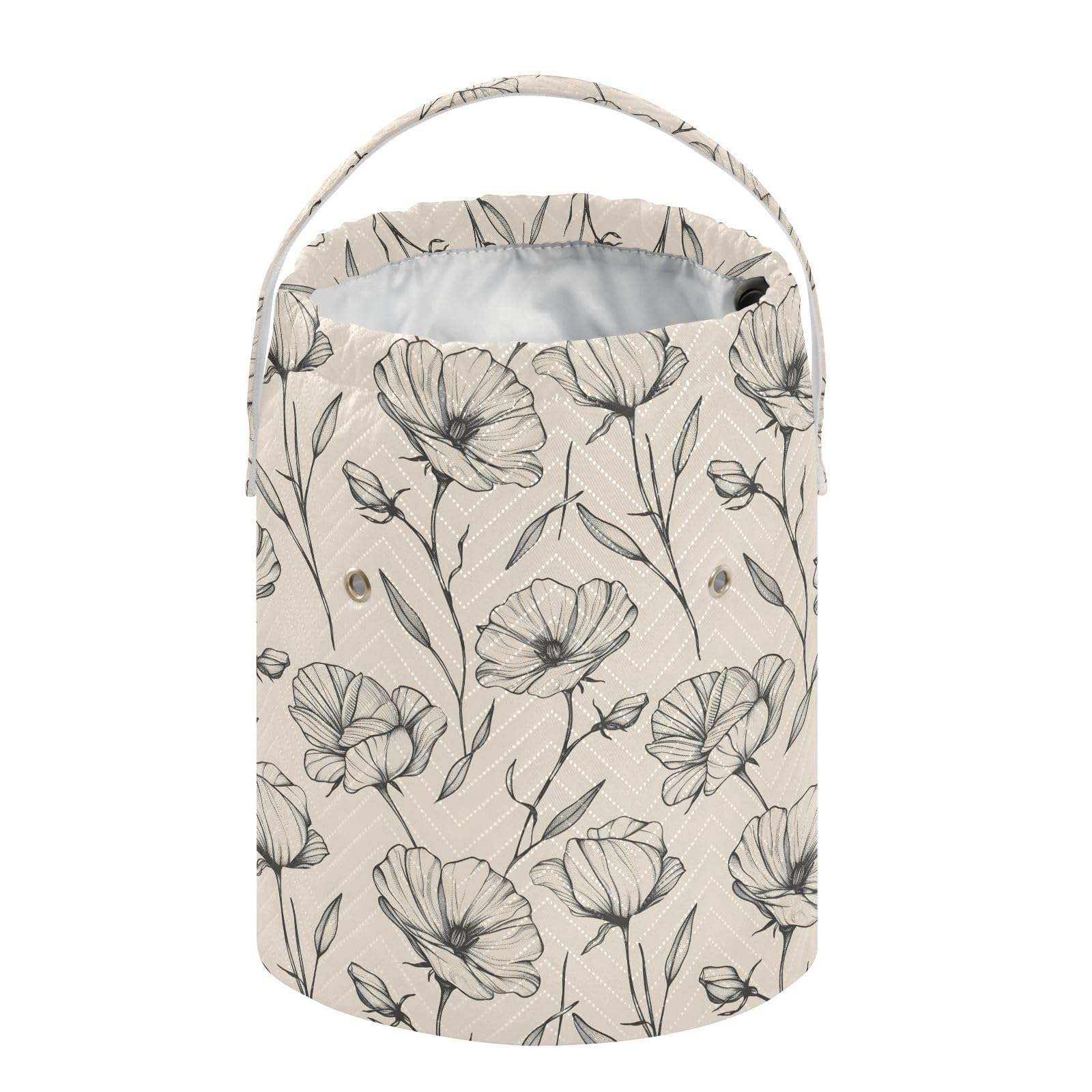 Yarn Storage Bag Small Crochet Bag Knitting Bag Organizer Beige Floral Yarn Bags for Crocheting Basket