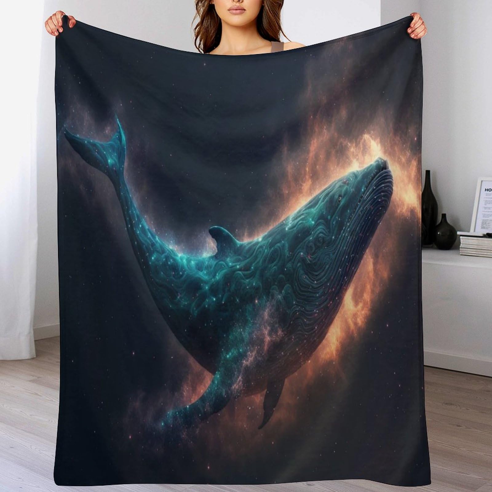 Couverture baleine en flannel douce pour canapé et lit - Plaid enfant 100x130 cm
