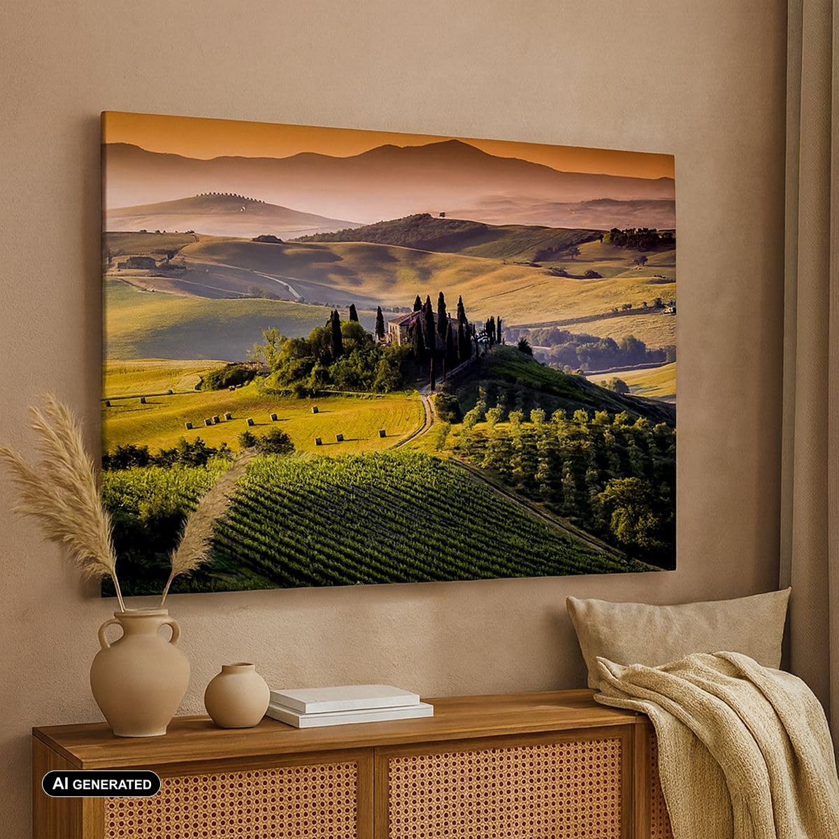 Moderno Quadro su Tela 70x50 cm Stampe da Parete Paesaggi Natura - 2465 | Agricoltura Azienda agricola Toscana Quadro Decorativo 1 pezzo Soggiorno Arte da Parete Decorazione da Parete ARTTOR