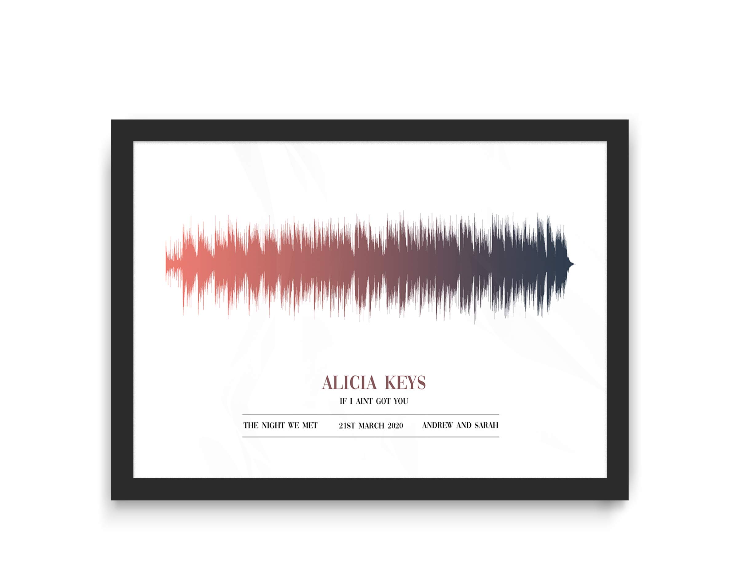Forefrontdesigns White Personalised Custom Soundwave Art Print, Any Song And Artist. (A4 Print (210X297mm) 8.27X11.69 In)
