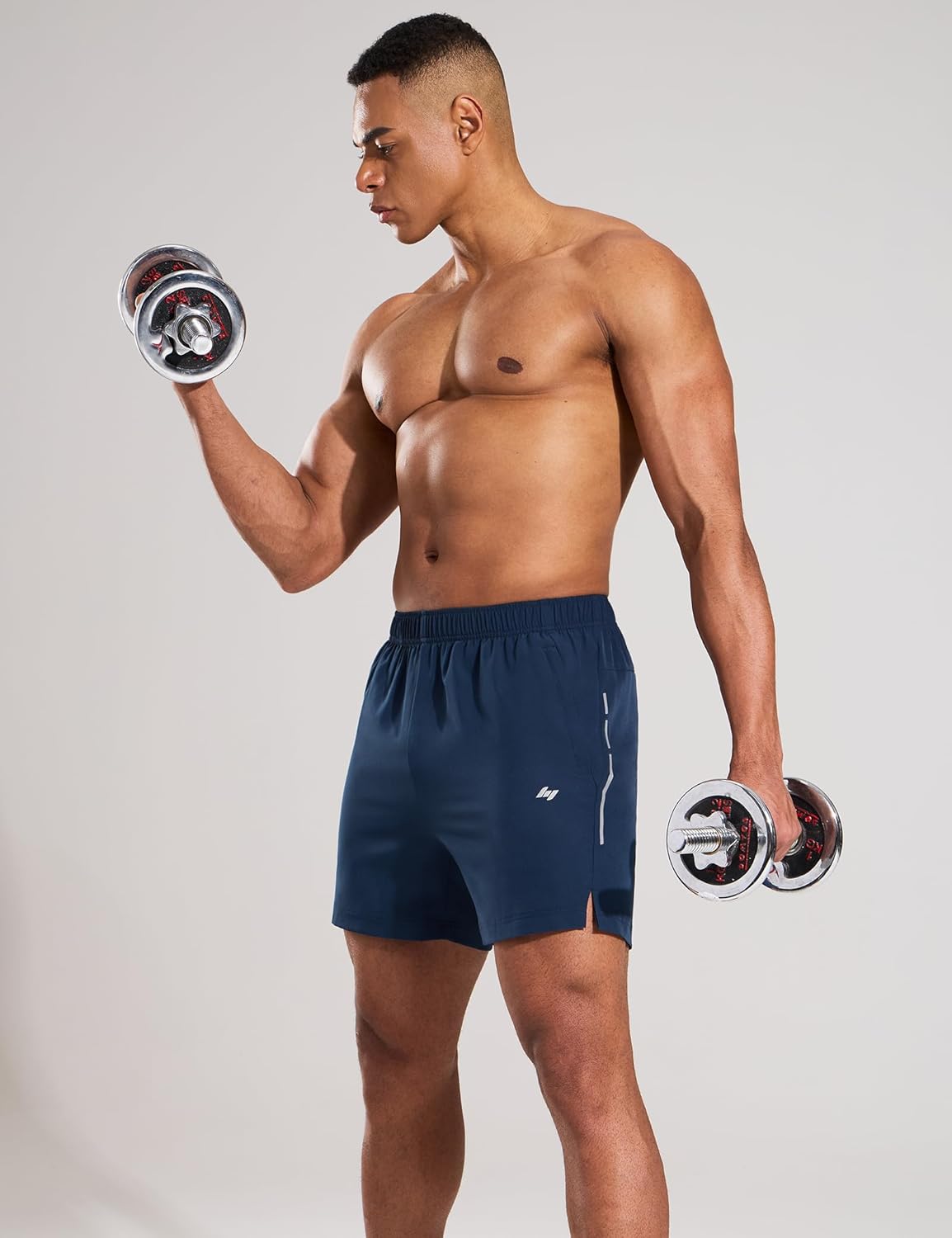 MIER Mens 5 Inch Athletic Running Shorts Quick Dry Lightweight Workout Gym Training Active Reflective Shorts,3 Zipper Pockets - Image 7