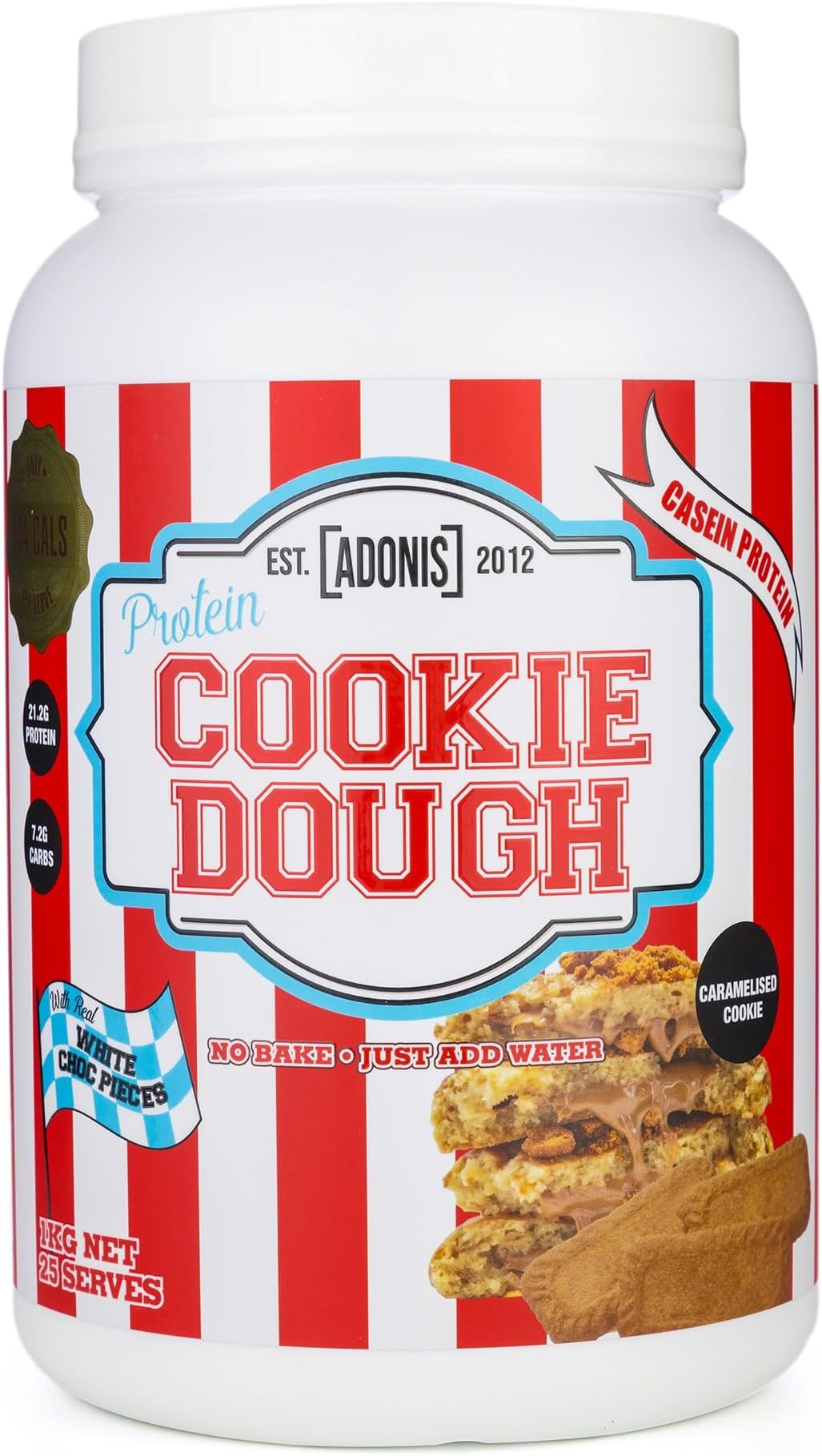 Adonis High-Protein Cookie Dough, Caramelised Flavor - 1kg Pack, Nutritious Snack