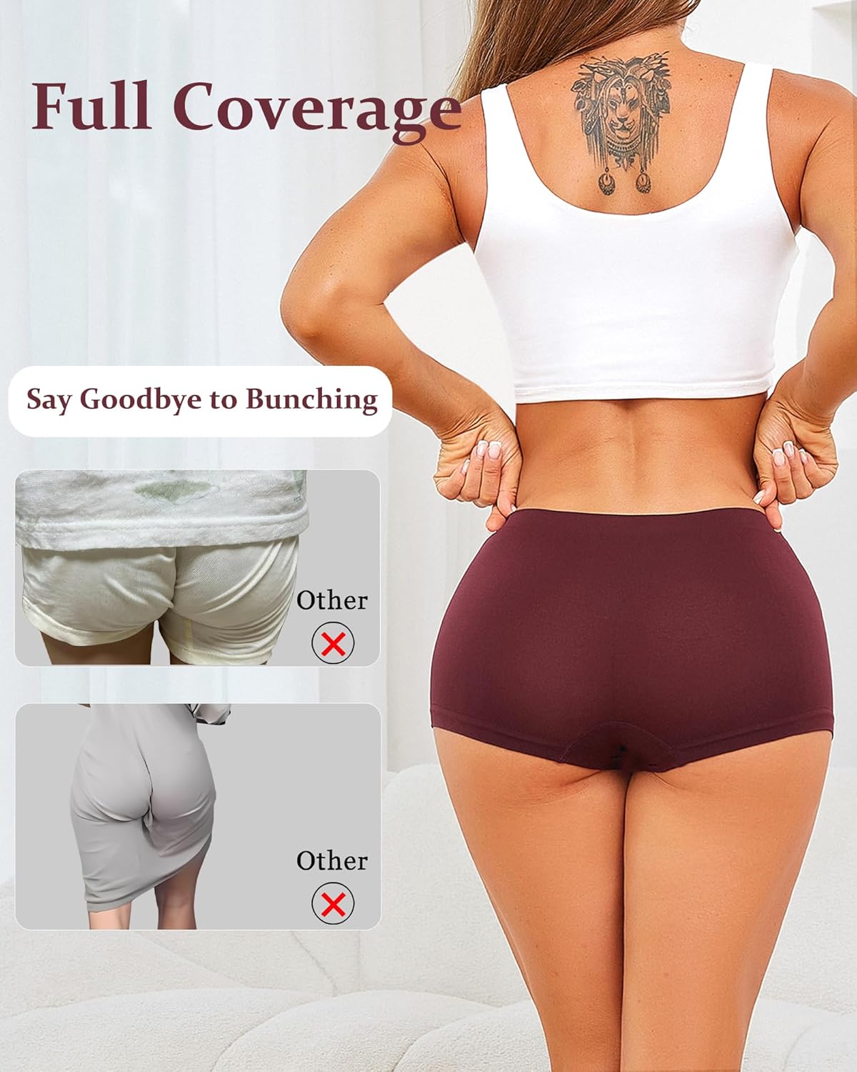 Boy Shorts Underwear for Women Seamless Boxer Shorts Underwear Soft Stretch Boyshort Panties 4 Pack - Image 5